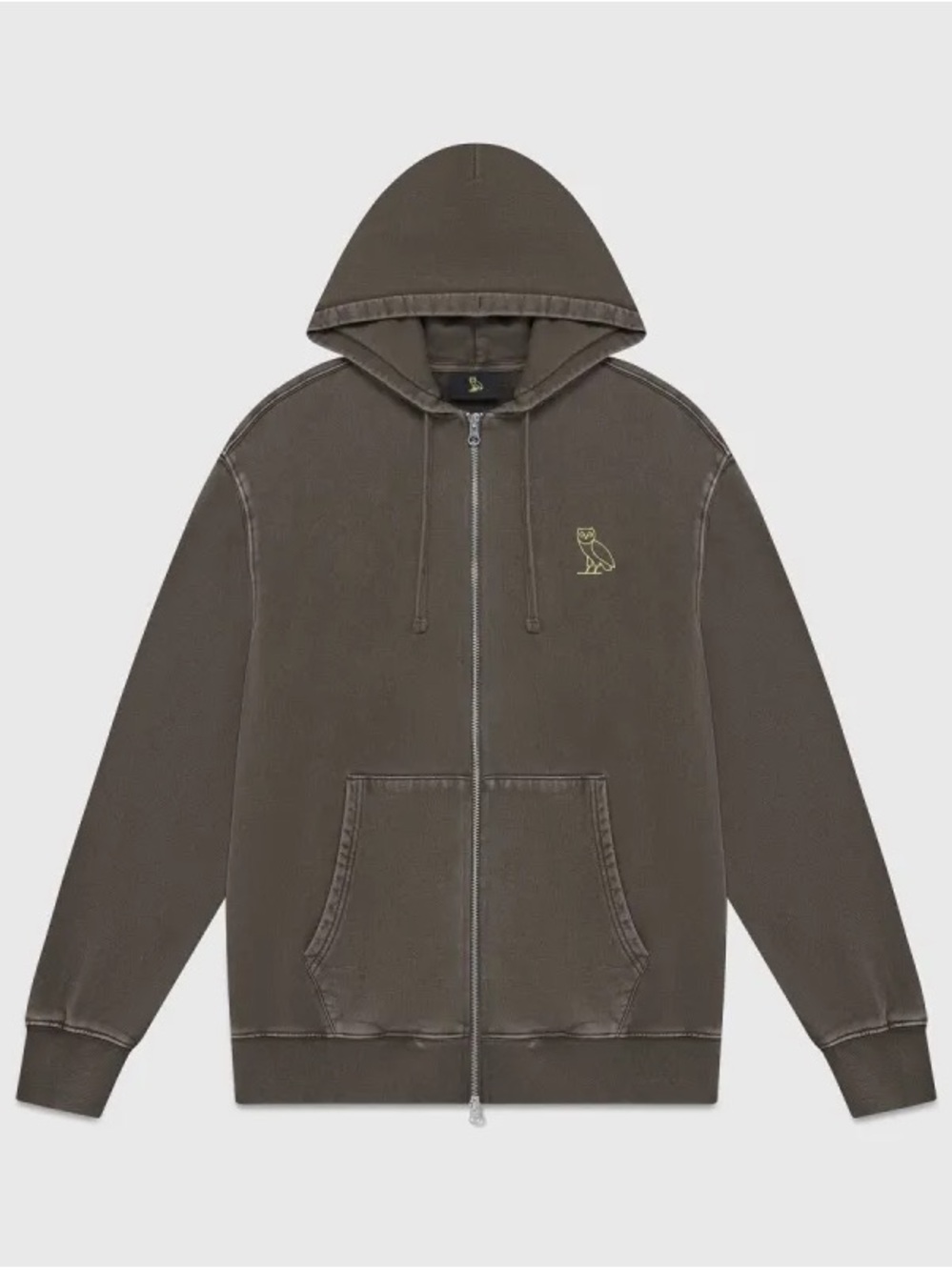 OVO Muskoka Garment Dyed Full-Zip Hoodie in Brown | October’s Very Own
